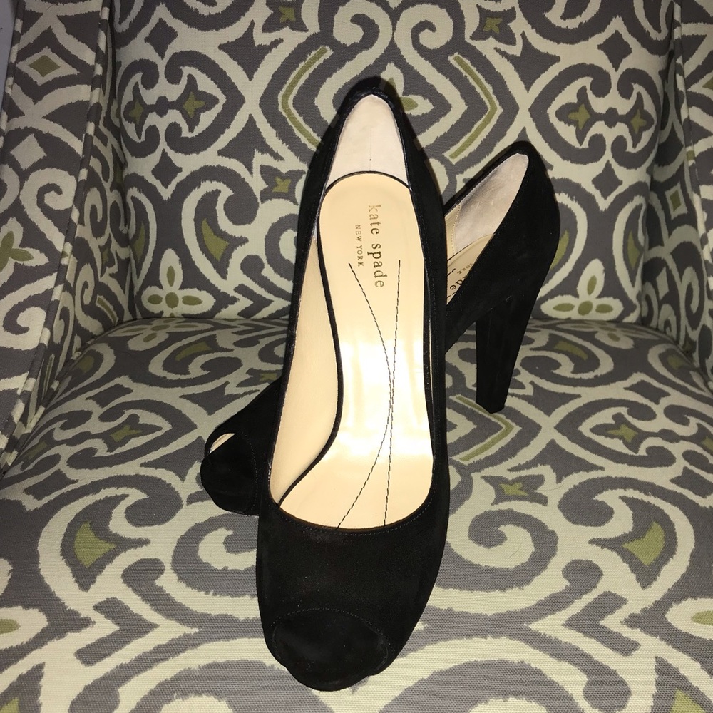 Kate Spade Peep Toe Black Suede Pump